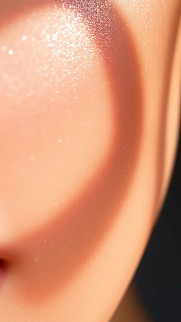 Close-up of moist skin with highlights