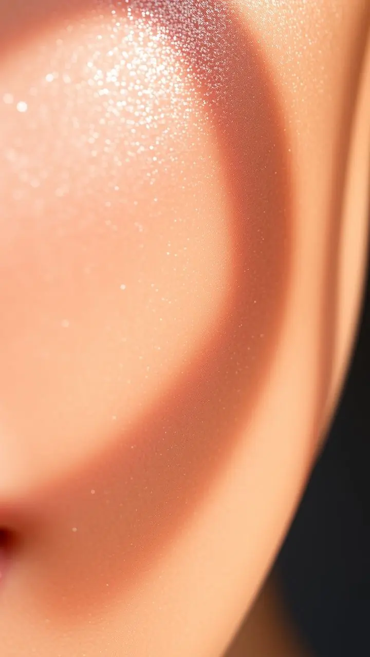 Close-up of moist skin with highlights