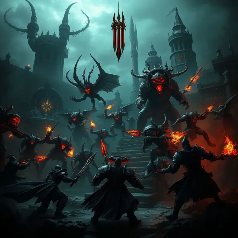 Dark fantasy battle scene from Diablo III Expert Mode.