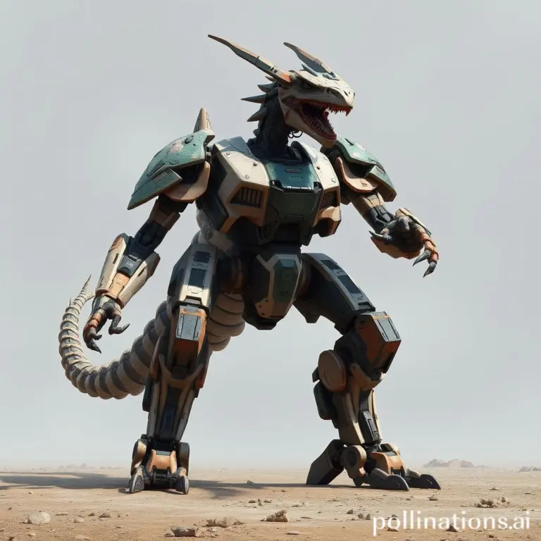 Bipedal mecha with dragon head and sci-fi armor.