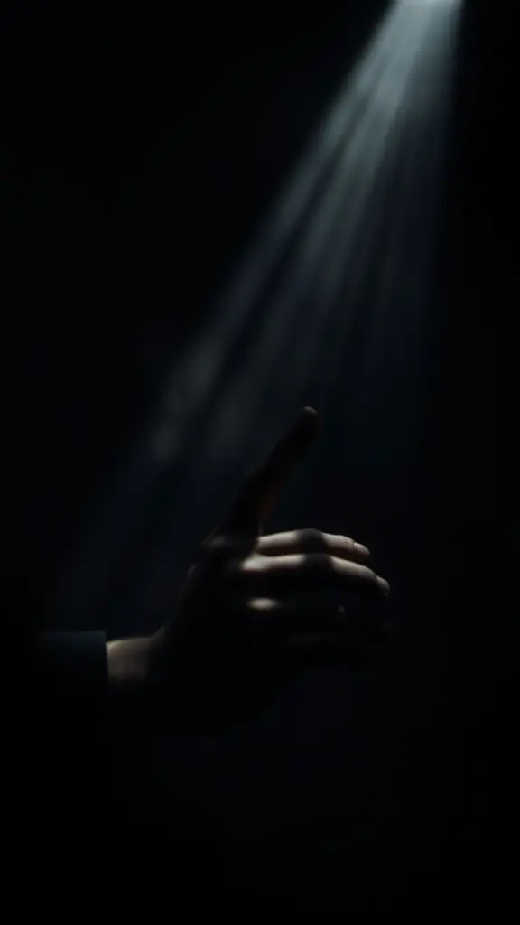 Moody, high-contrast scene with deep shadows and bright highlights.