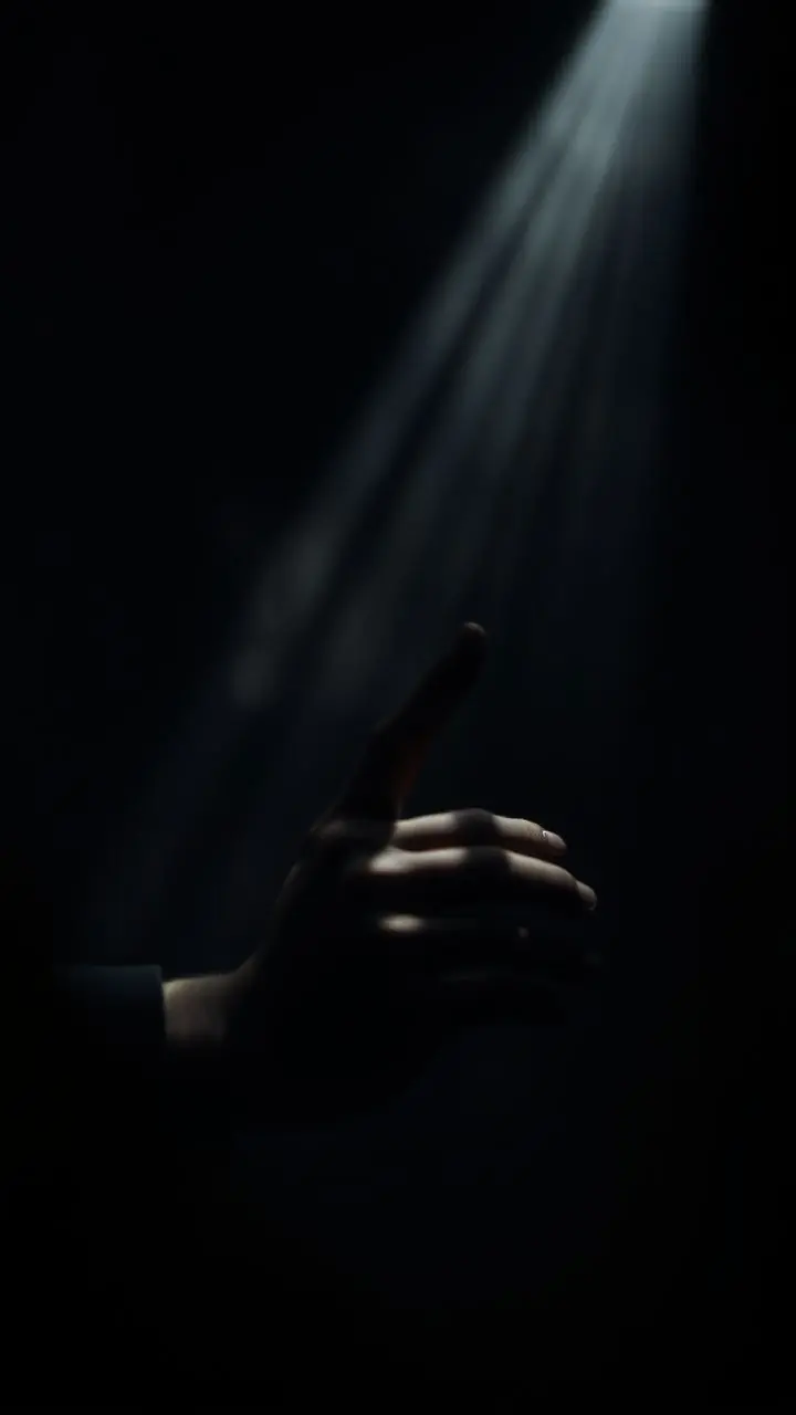 Moody, high-contrast scene with deep shadows and bright highlights.