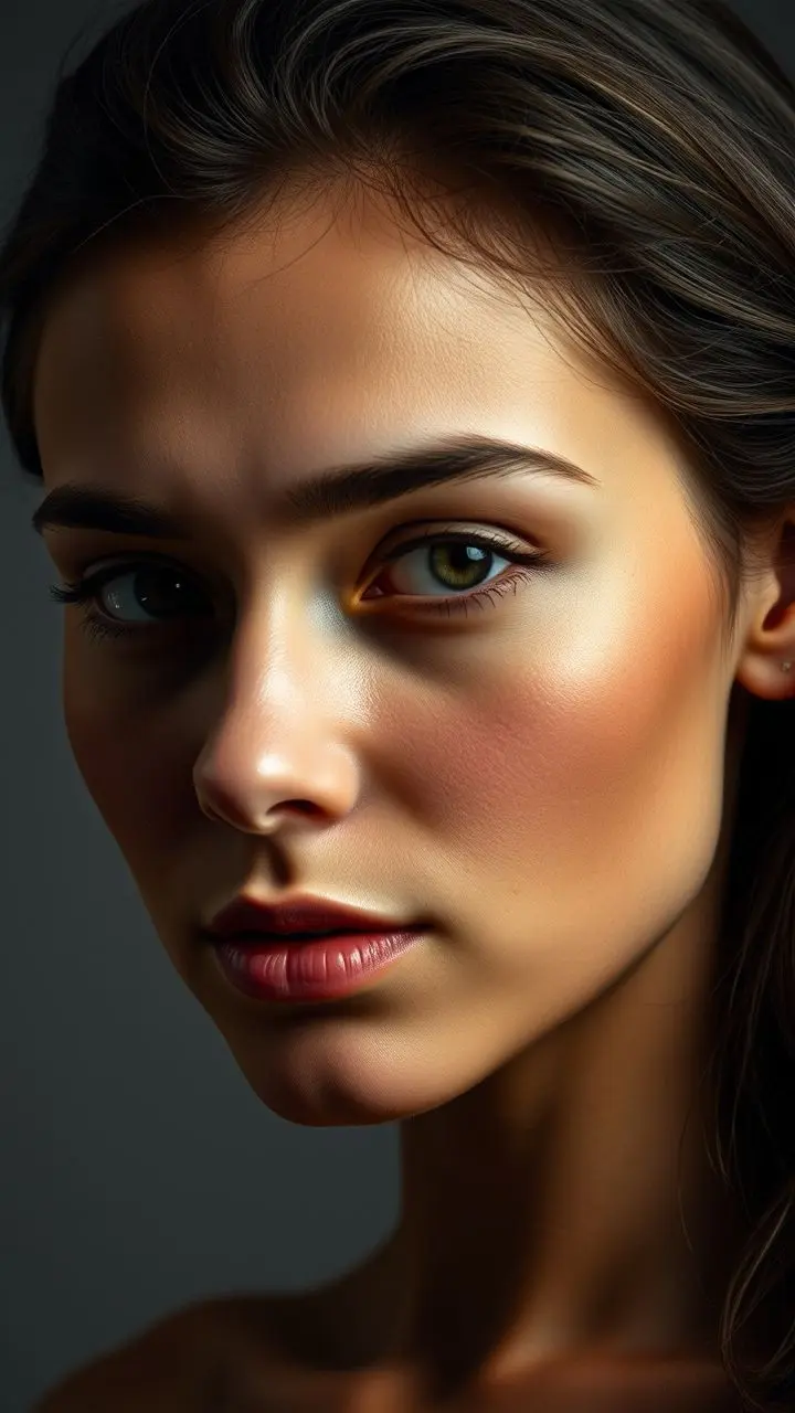 Studio portrait with high contrast lighting