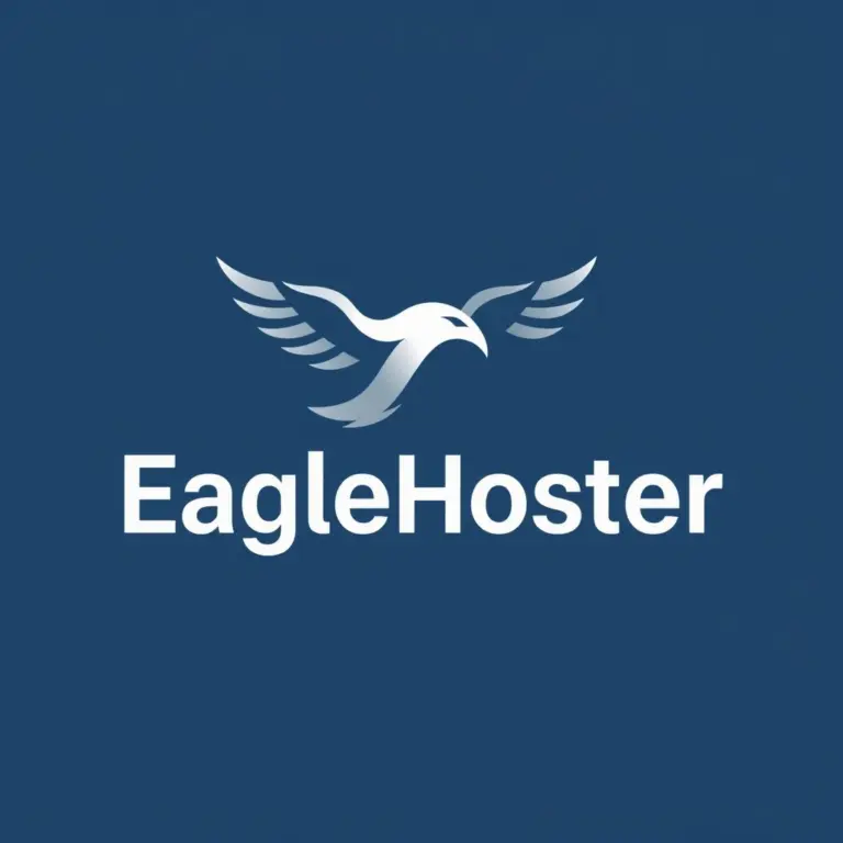 EagleHoster company logo with a stylized blue and silver eagle in flight.