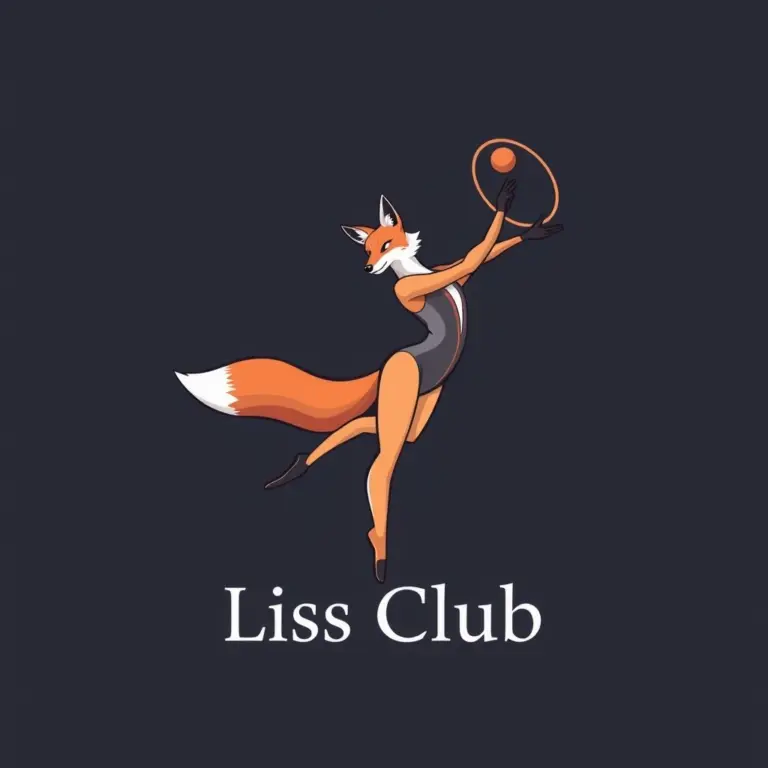 Logo for Liss Club with a fox performing rhythmic gymnastics.