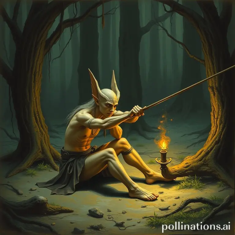 Bound elf being whipped in a dark fantasy forest.