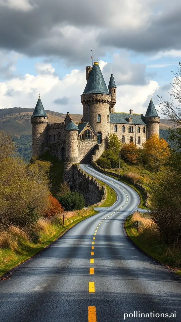A road leading to a castle.