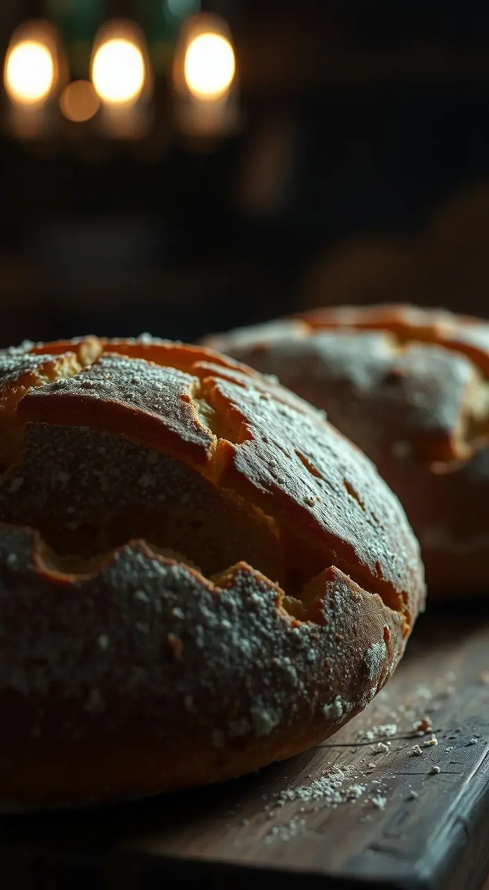Hyperdetailed loaf of bread with dramatic lighting.
