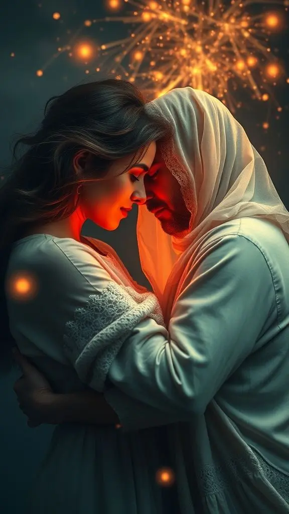 Abstract swirling forms in hyper-realistic detail, conveying a sense of ethereal love.