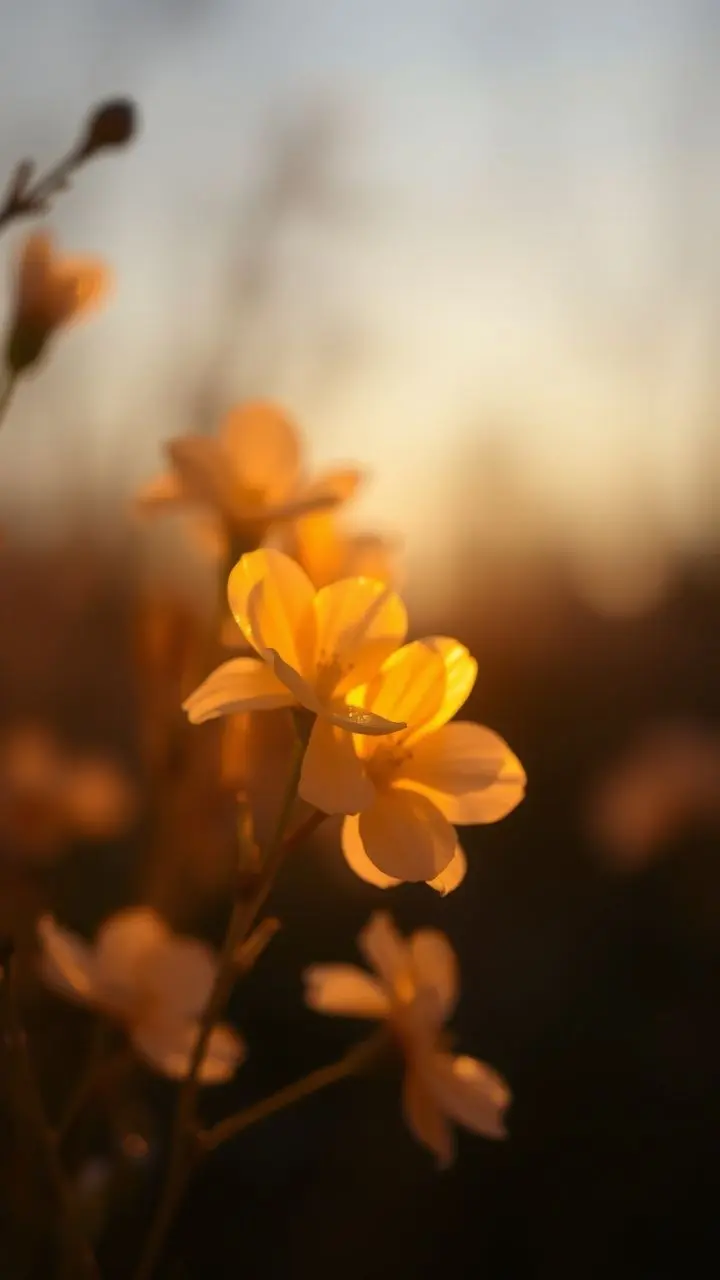 Flower petals with golden light bloom effect.