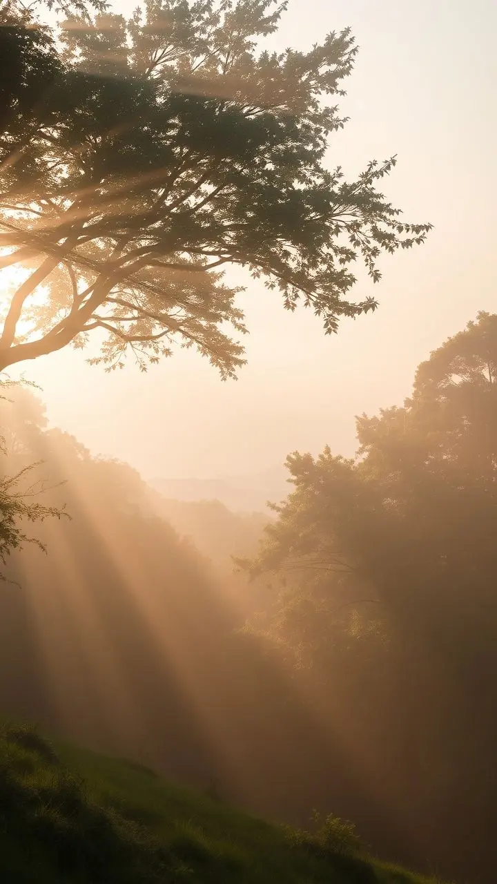 Forest with volumetric light and mist.