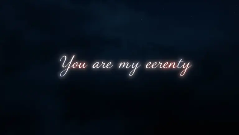 A shadowy nightscape with glowing text overlay