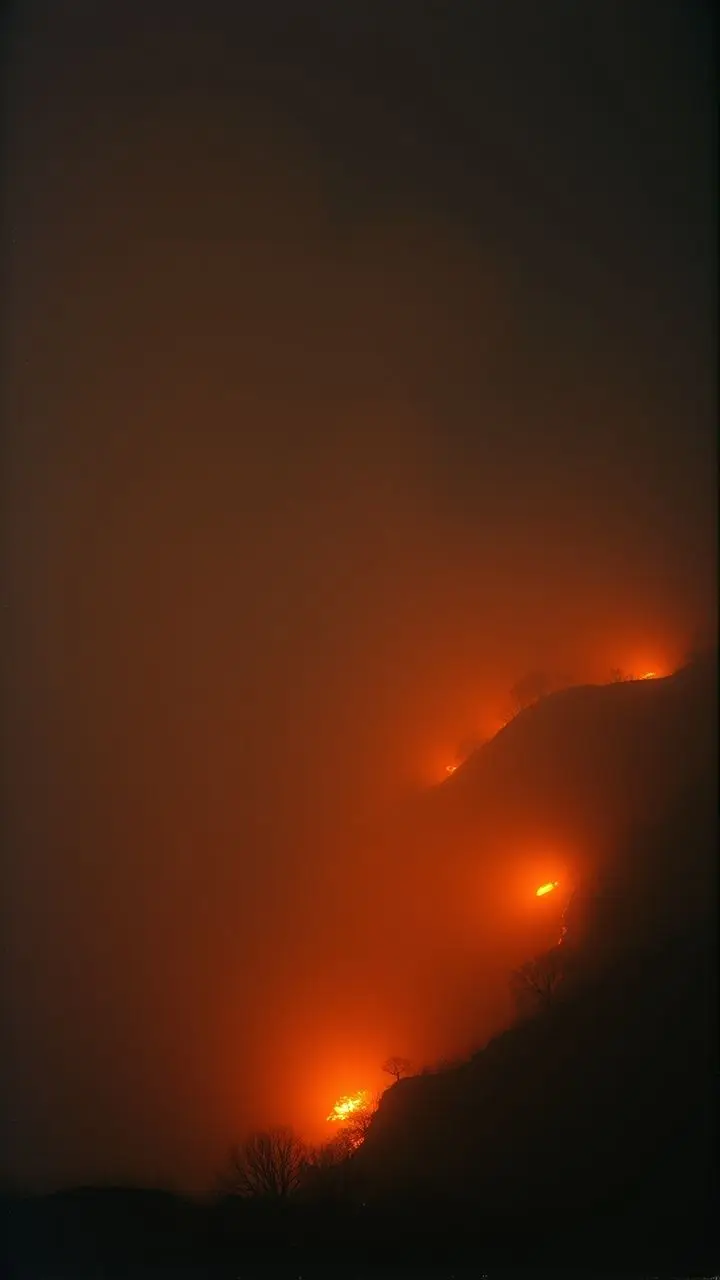 Vintage photo of St. Elmo's fire in a misty night landscape with policy symbols.