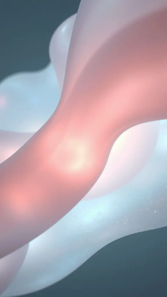 Close-up of translucent organic material with subsurface scattering, showing pink, blue, and green light transmission.