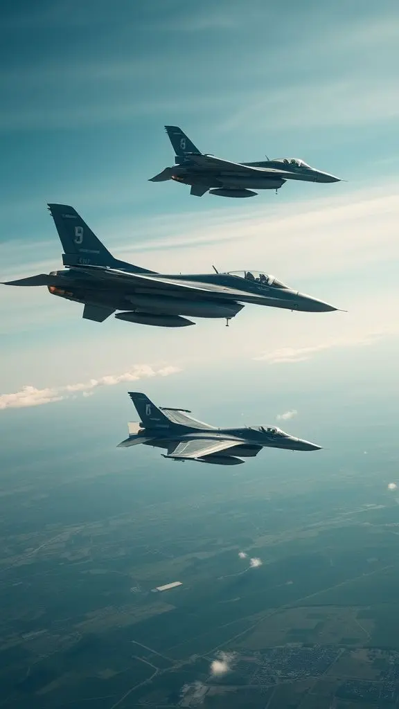 F-16 fighter jet in a steep dive.