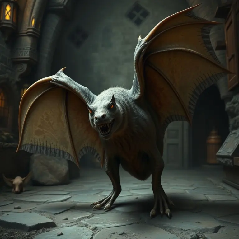 Huge fossilized bat in Hogwarts