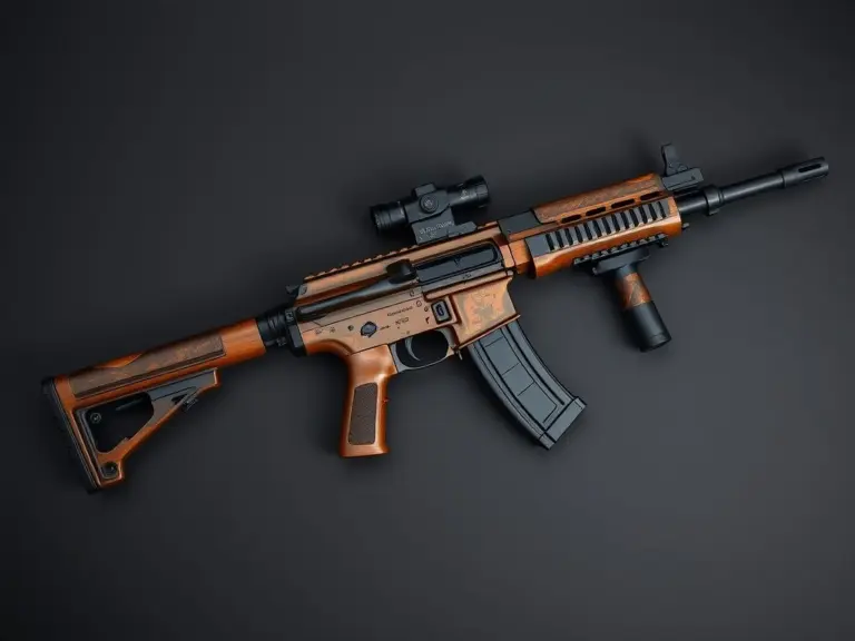 An AK-47 with all possible attachments.