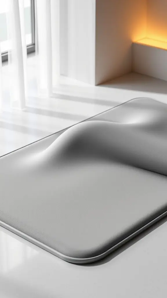 Futuristic cooling mat with anti-slip texture and fine shading.