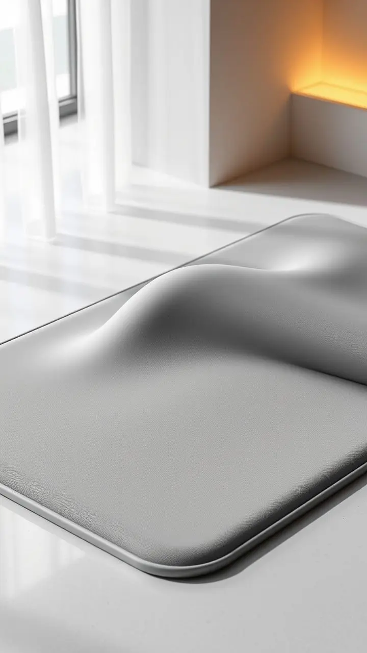 Futuristic cooling mat with anti-slip texture and fine shading.
