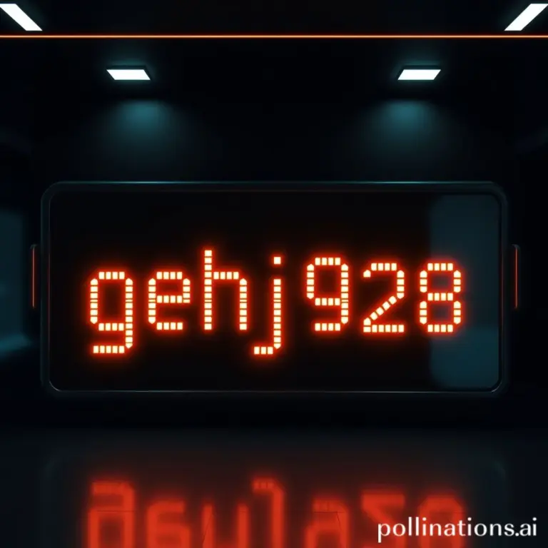 Glowing futuristic text 'gehj928' on a dark tech background.