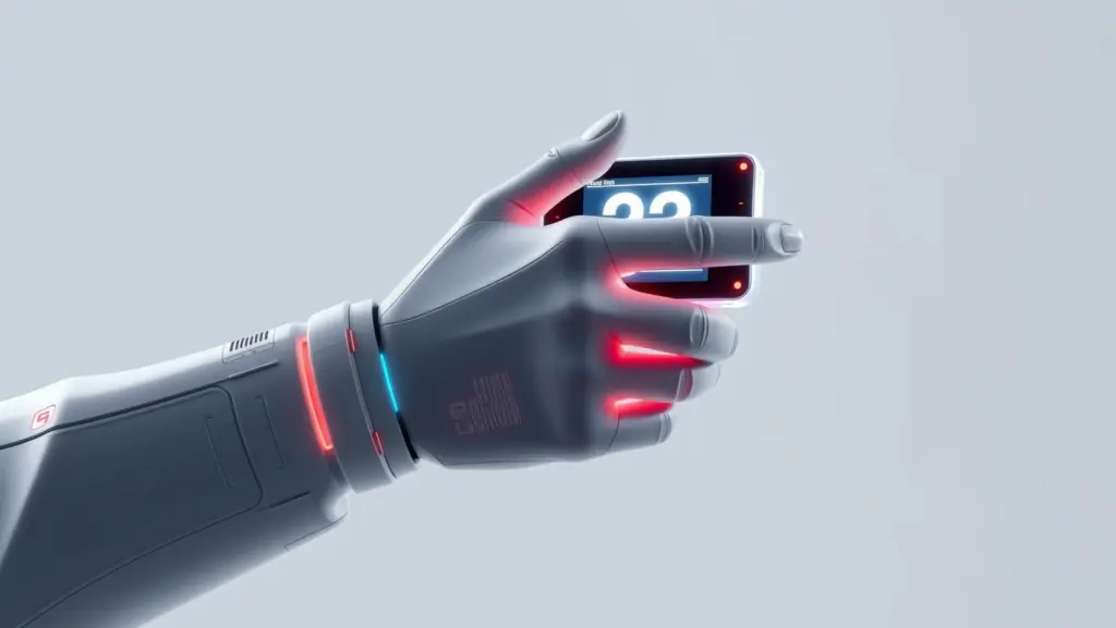 Hand interacting with a glowing futuristic screen