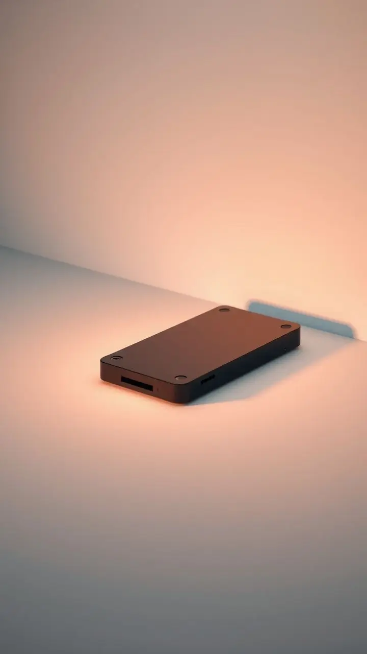 Sleek SSD with ambient lighting on minimalist background.