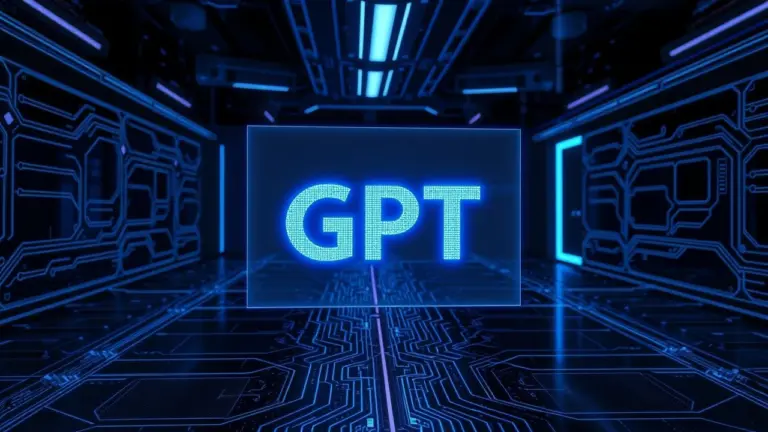 Holographic GPT logo in a high-tech lab.