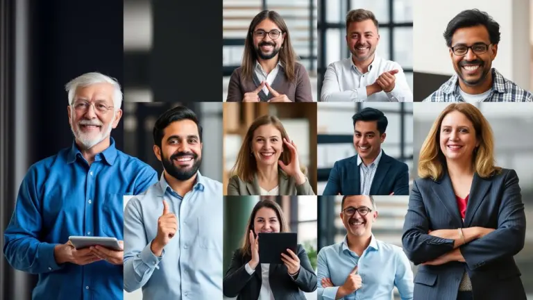 Collage of successful people in different careers.