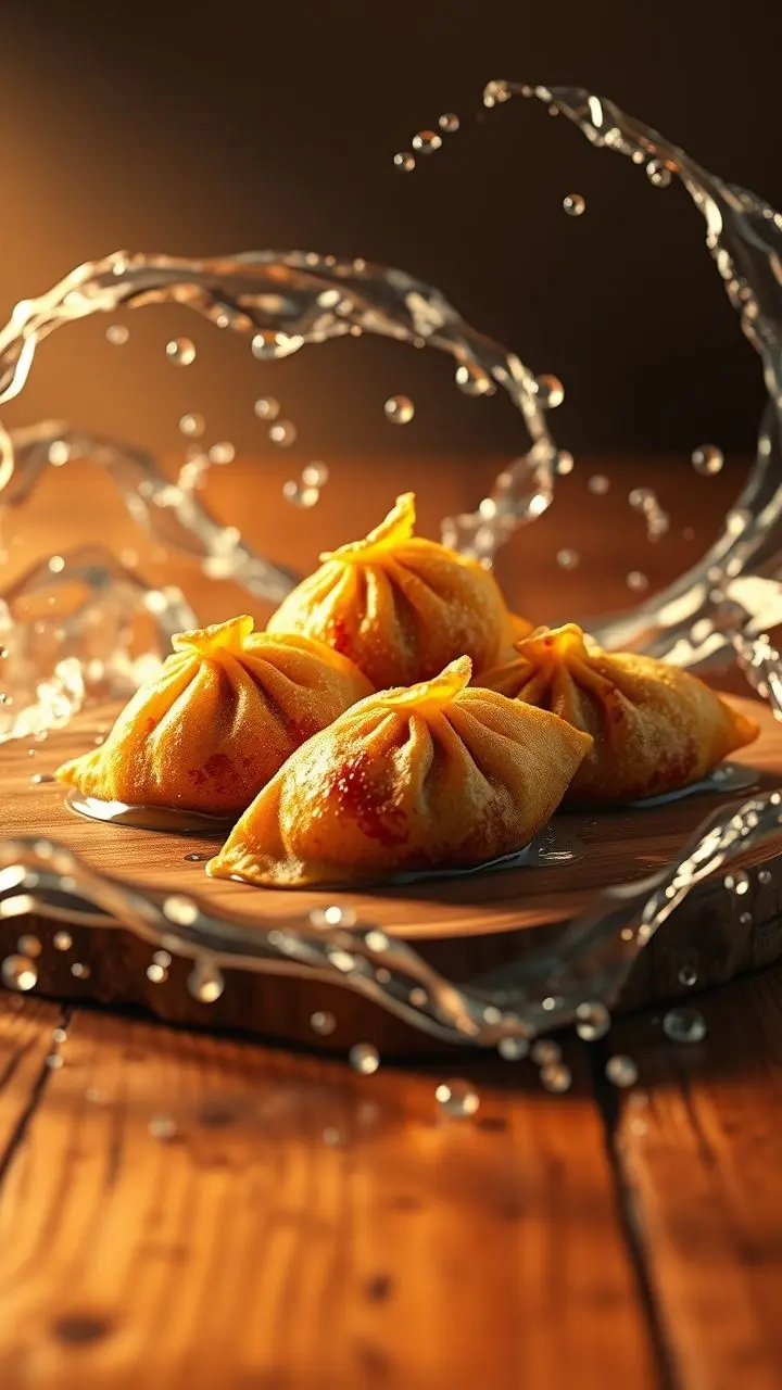 Fried dumplings with water swirls.