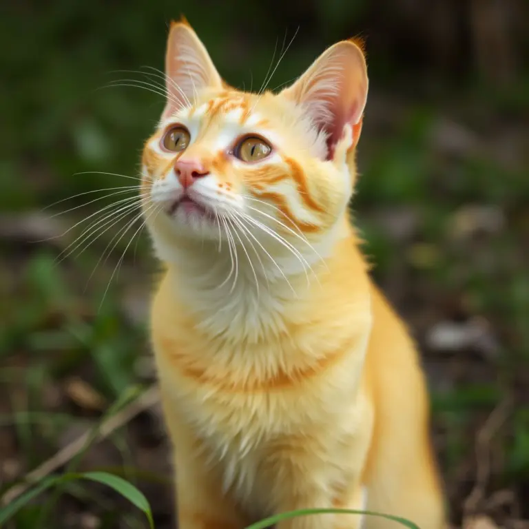 Yellow cat looking at the camera.