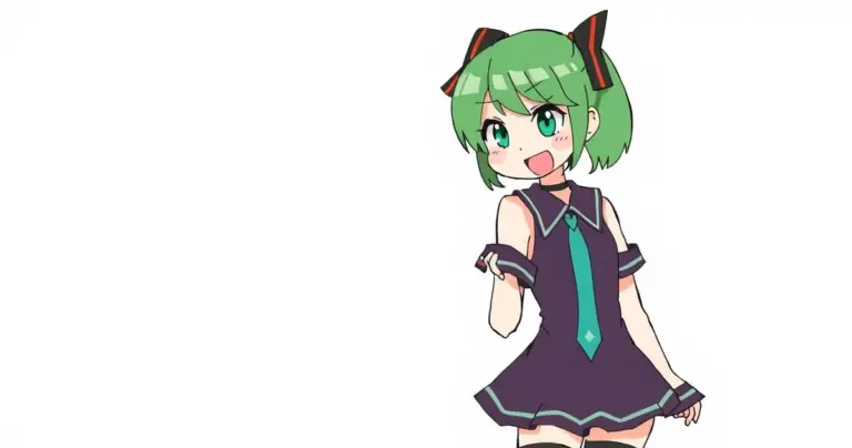Illustration of Gumi, a popular vocaloid character, with a cheerful expression.