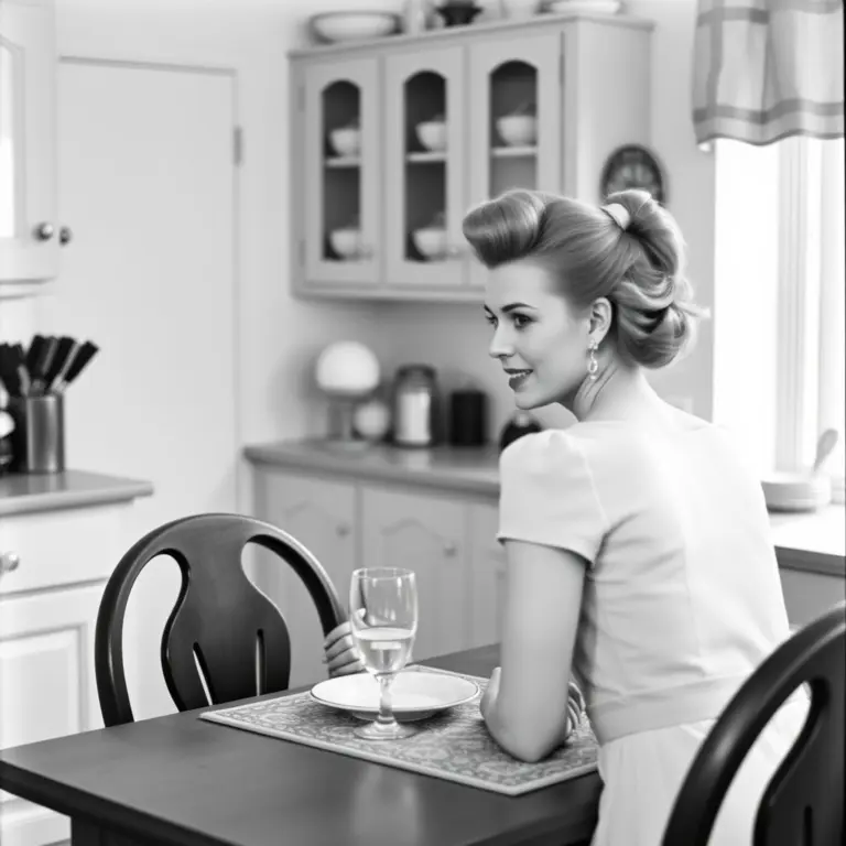 Helen Flanagan sitting at a kitchen table.