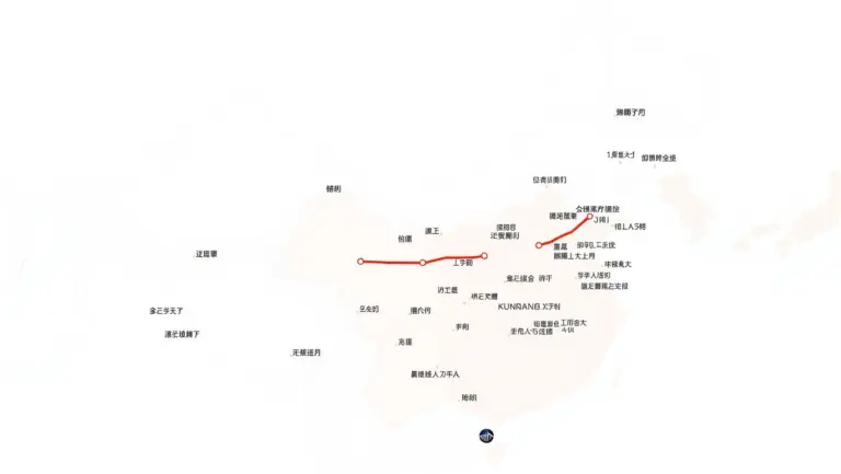 Map of China's high-speed rail network showing G1540 and G1541 routes in red from Zhangjiagang to Kunming with Chinese station names and provincial borders.