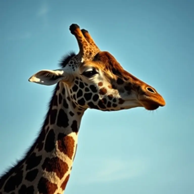 Human and giraffe standing together.