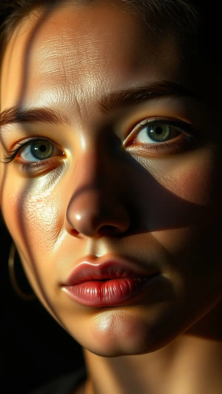 Hyper-realistic portrait with soft, diffuse photometric lighting.