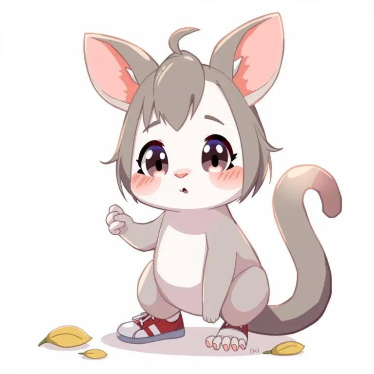 Illustration of Iimae, a large-eared, kind creature with brilliant eyes, looking at the viewer.