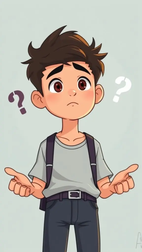 Pixel art animation character confused between two choices.