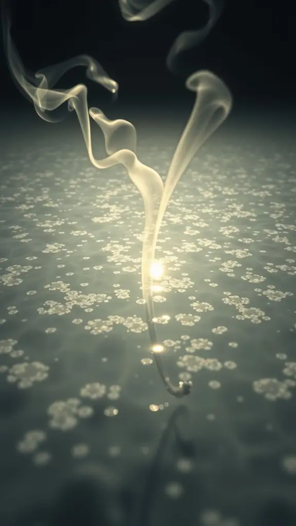 Infrared image of glowing plankton and smoke.