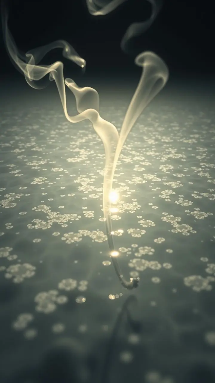 Infrared image of glowing plankton and smoke.