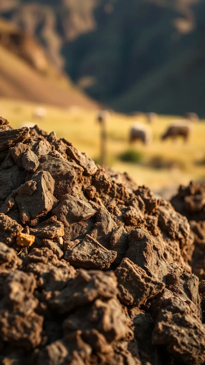 Close-up of fermented sheep manure