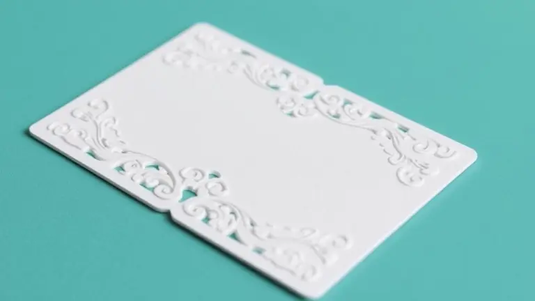 Folding visiting card design showing casting manufacturing elements.