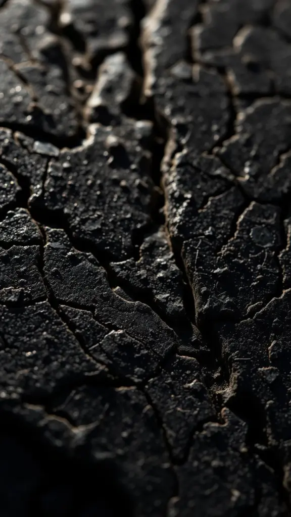 Close-up of sharp textures with dramatic lighting.