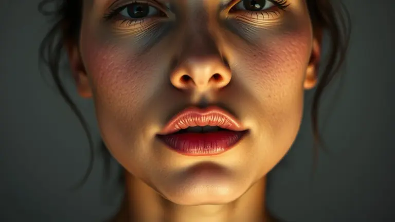 Close-up portrait of a human face with soft lighting.