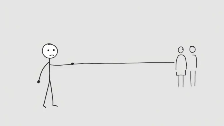 Stick figure drawing a line to another figure, MS Paint style, gray background.