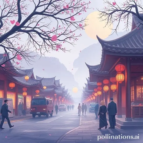 A realistic painting of a man and woman embracing happily.
