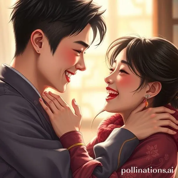 Zhang Yunhan and Lü Xiaobu sharing a happy, intimate moment.