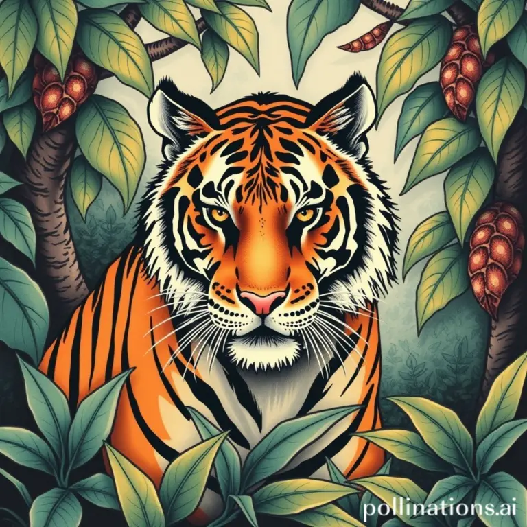 Tiger tattoo in a jungle