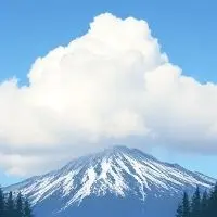 Disney style cartoon of Klamath Falls with sunny sky and some clouds
