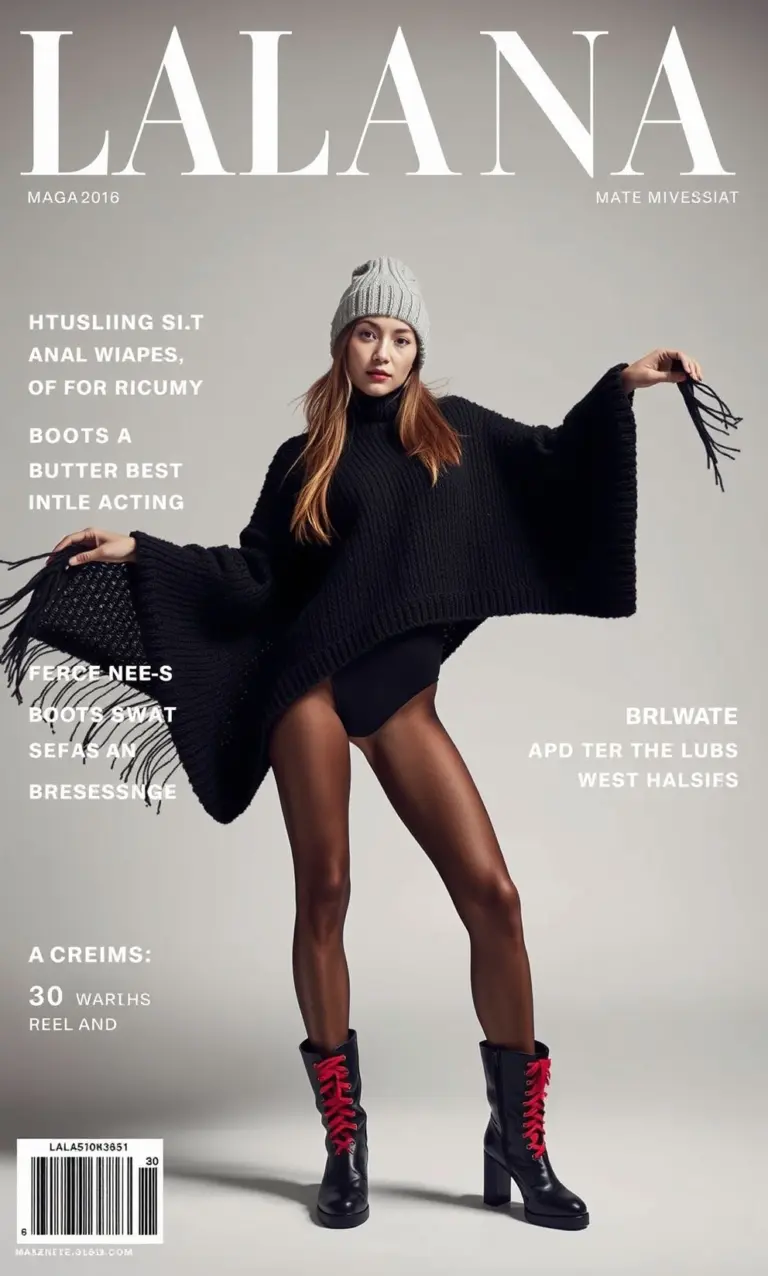 Model wearing unique fashion on LALANA magazine cover.