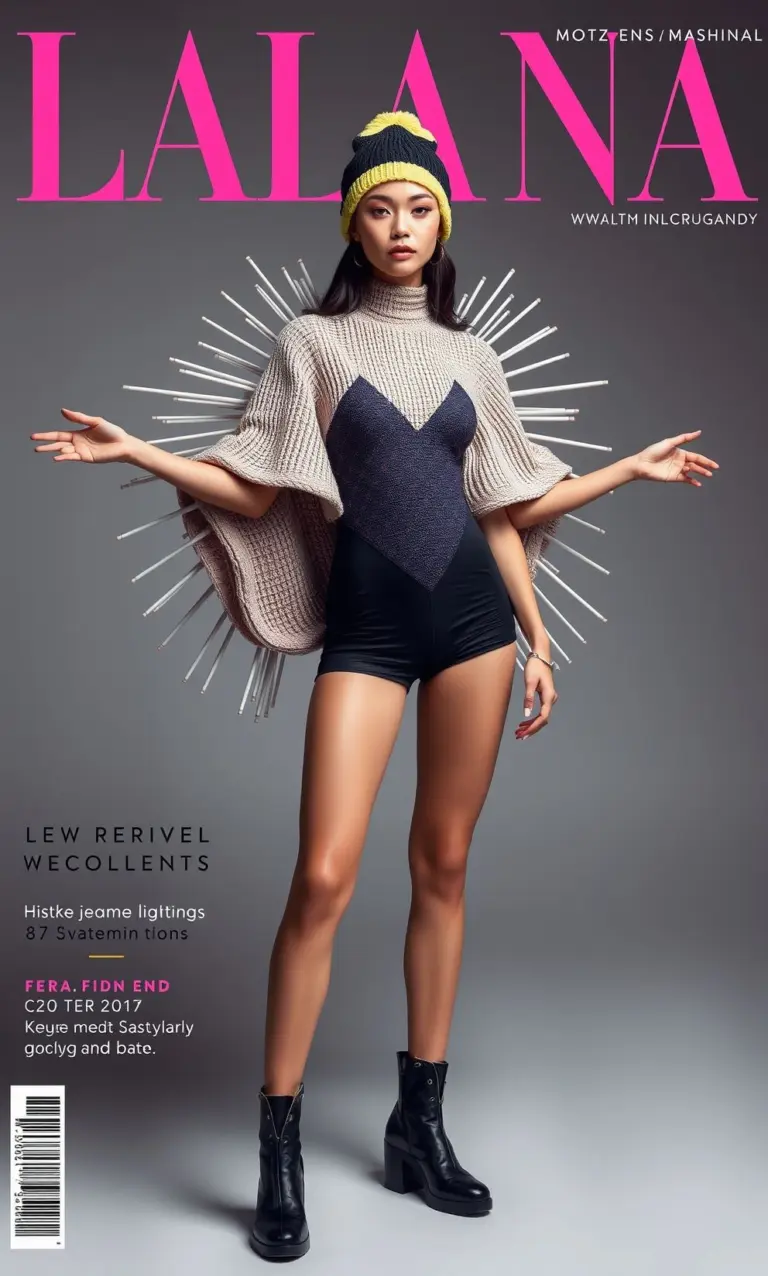Model wearing futuristic LALANA magazine fashion.